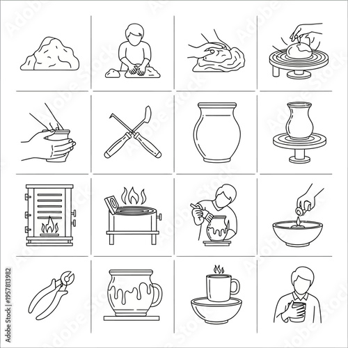 Illustrations of various pottery making.