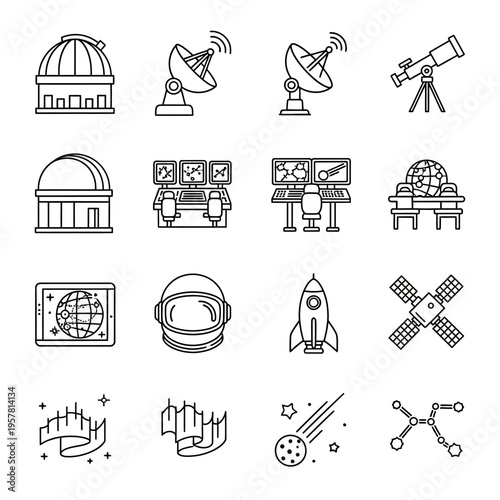 Space exploration and astronomy icons.