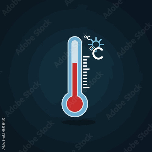Thermometer with temperature degree symbol.