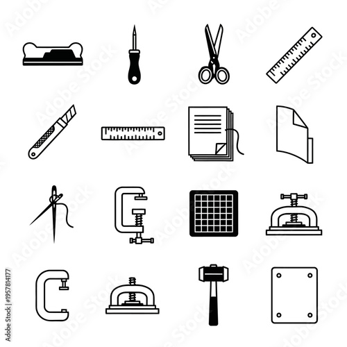 Various tools and equipment icons set.
