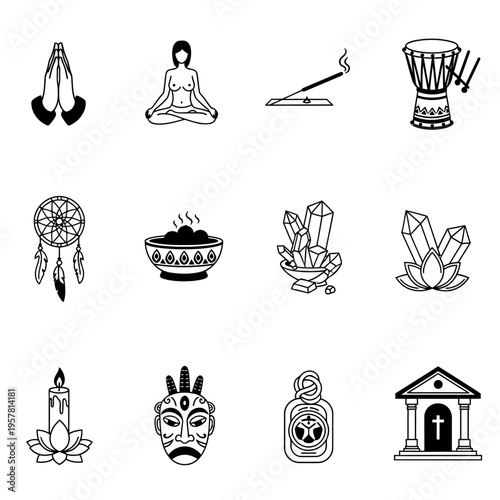 Various spiritual and religious symbols.