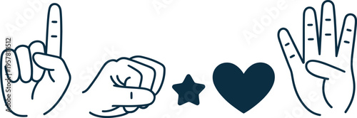 Hand Gestures, Star, and Heart A Simple Visual Message