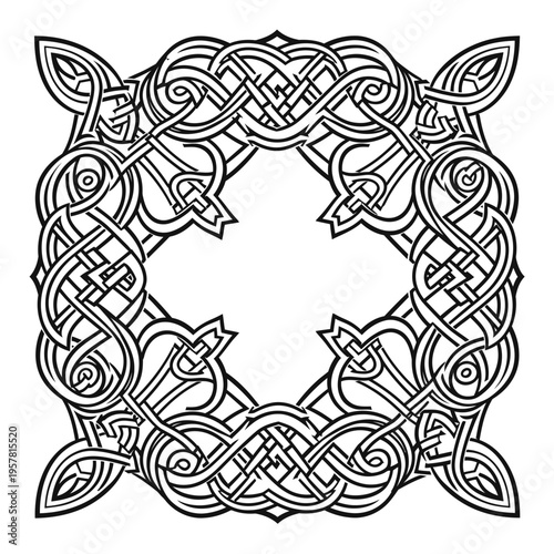 Intricate Celtic Knotwork Square Frame Design.