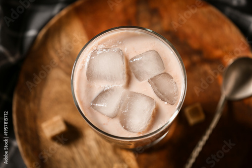 Glass of cold cocoa drink o...