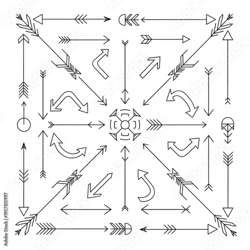 Collection of Hand Drawn Arrows in Various Styles and Directions.