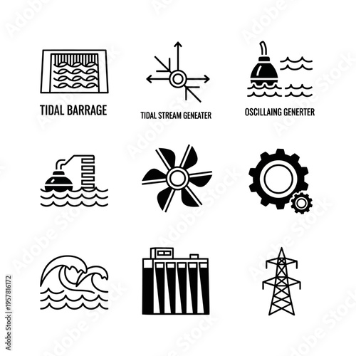 Tidal power plant energy generation.