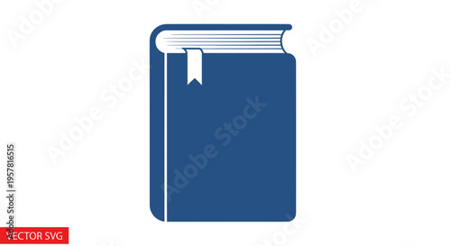 Blue book icon with bookmark, vector illustration, isolated on white background