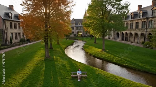 Woman reading on a park bench.