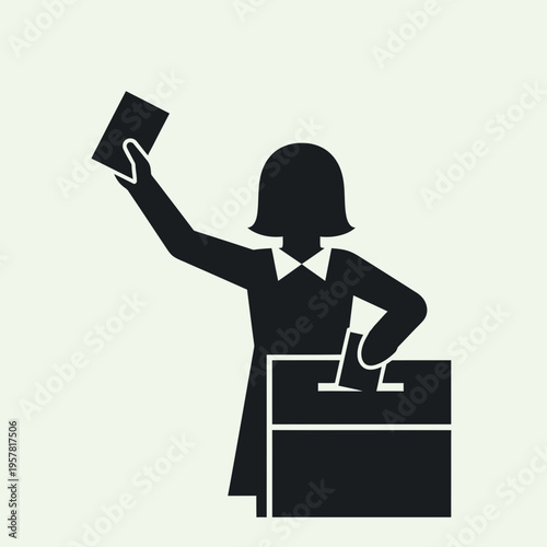 Woman casting a ballot in election.