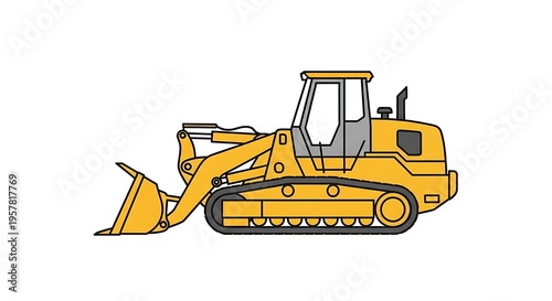 Yellow Bulldozer Construction Equipment.