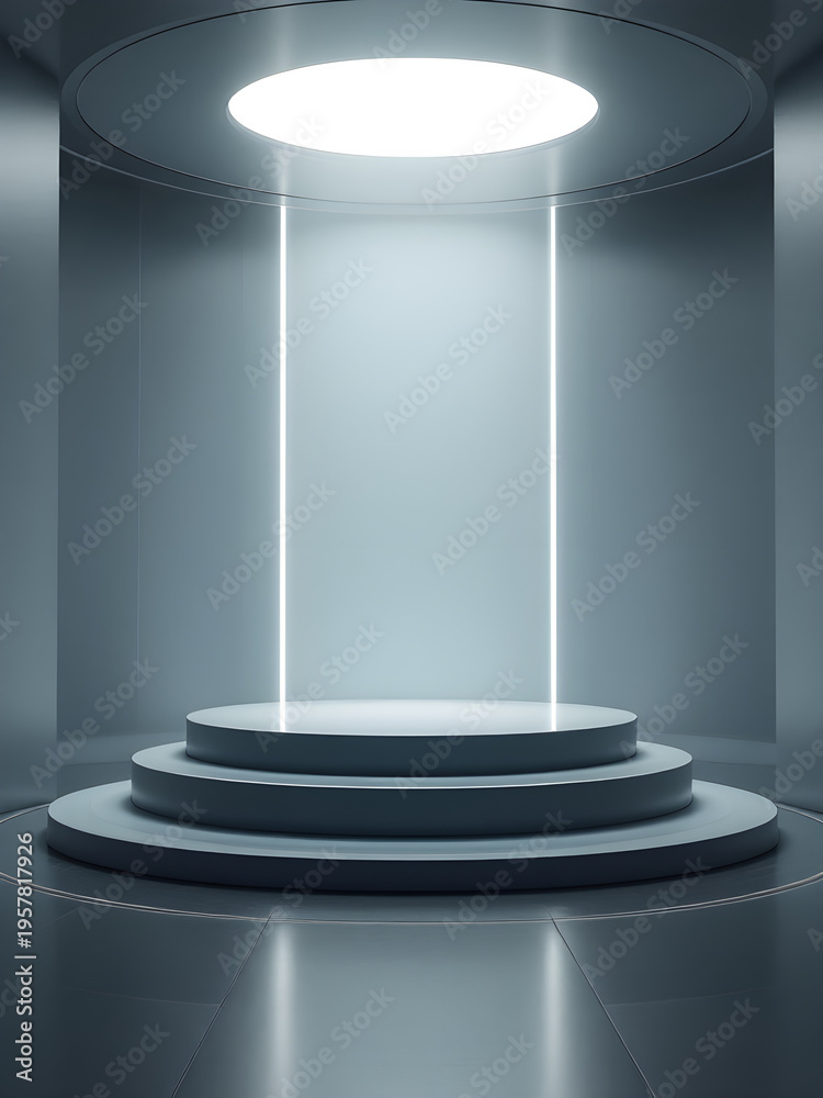 Fototapeta premium Futuristic pedestal in a circular room