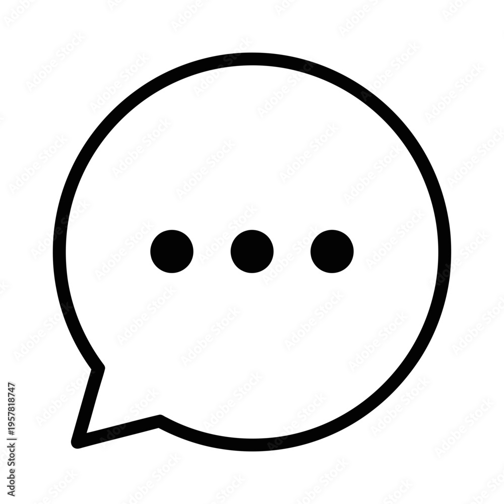 Fototapeta premium Modern communication icon, a sleek minimalist speech bubble with ellipsis, symbolizing online messaging, interactive dialogue, and conversation for web and app design