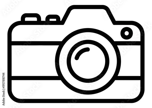 Modern minimalist photographic device symbol for digital media, representing visual storytelling, capturing moments, and creative content creation, perfect for apps and websites