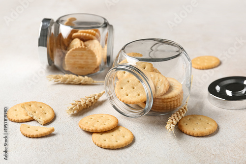 Glass jars with tasty crack...