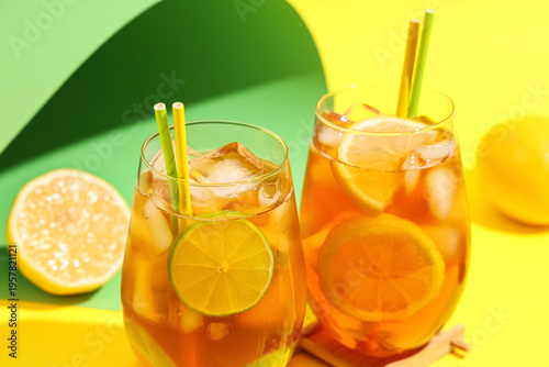 Glasses of tasty cold ice t...
