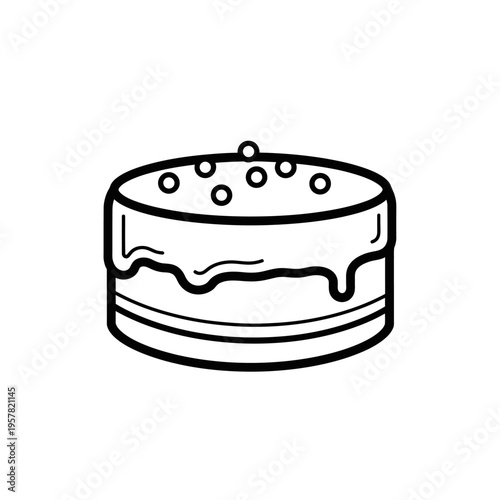 A cake with white frosting and decorations.