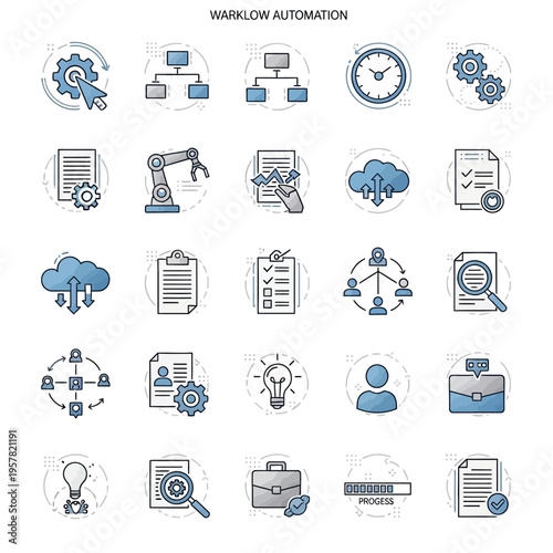 Automation icons for business workflow.
