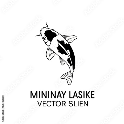 Black and white koi fish swimming.