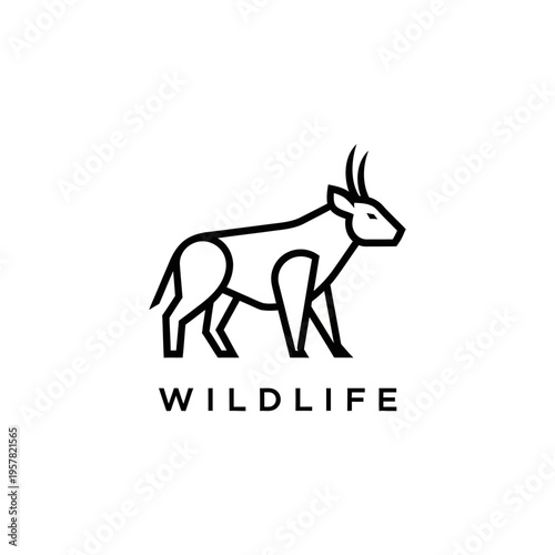 Black line art antelope profile view.