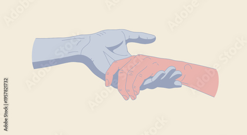 Wallpaper Mural Hands reaching out holding each other graphic illustration symbolizing connection Torontodigital.ca