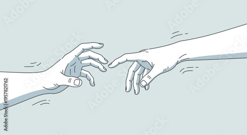 Wallpaper Mural Hands reaching out in artistic illustration on a soft gray background Torontodigital.ca