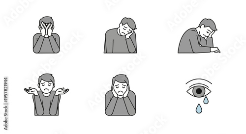 Wallpaper Mural Sad people diverse illustrations of emotional states and expressions Torontodigital.ca