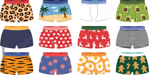 Realistic Colorful Flip Flops Vector Set, 3D Rubber Sandals Top View, Bright Patterned Summer Beach Footwear Collection