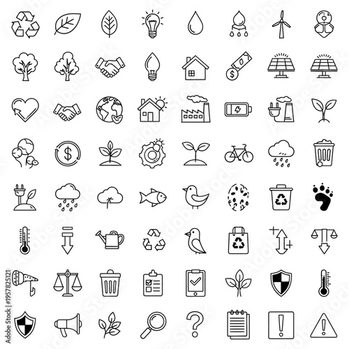 Eco friendly icons on white background.