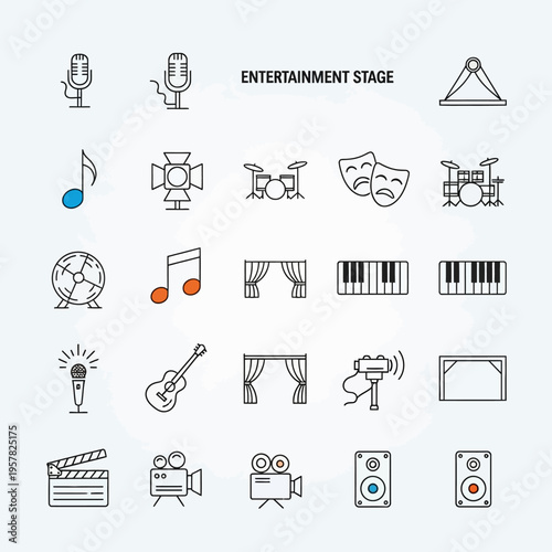 Entertainment stage icons and symbols.