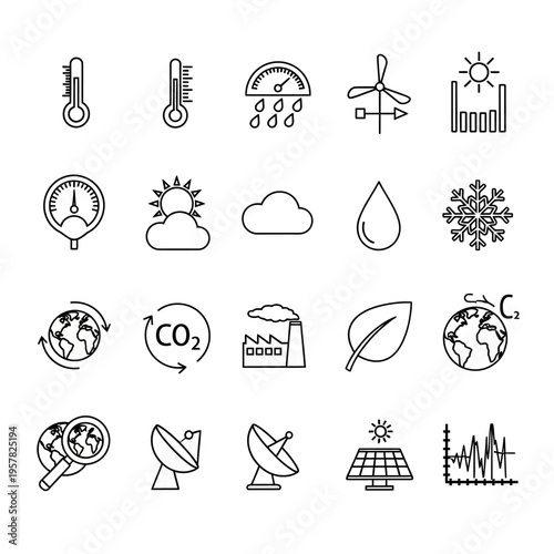 Environmental icons for climate change.