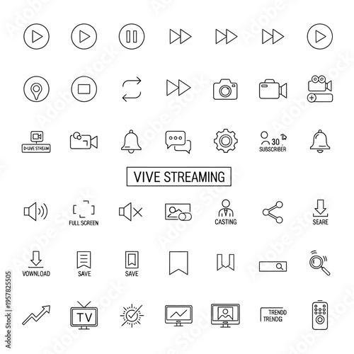 Collection of live streaming service icons.
