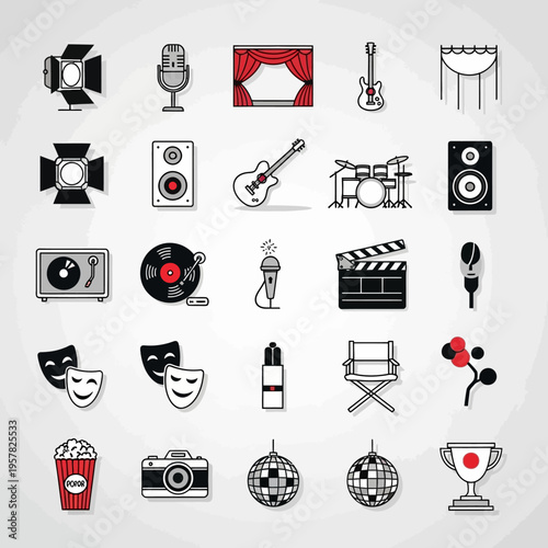 Collection of theatre and music icons.