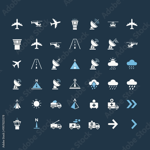 Collection of various transportation icons.