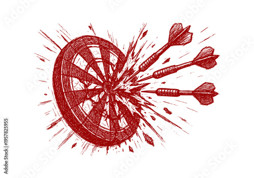 Darts hand drawn simple sketch vector illustration