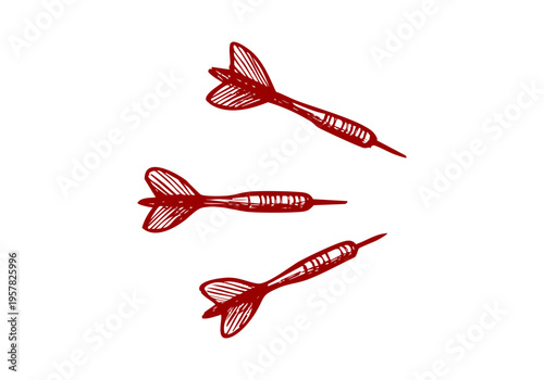 Darts hand drawn simple sketch vector illustration