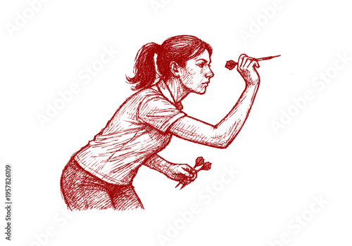 Darts hand drawn simple sketch vector illustration
