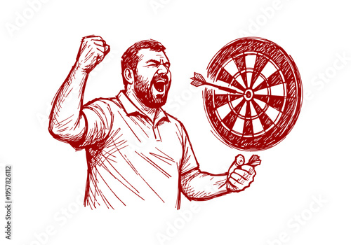 Darts hand drawn simple sketch vector illustration