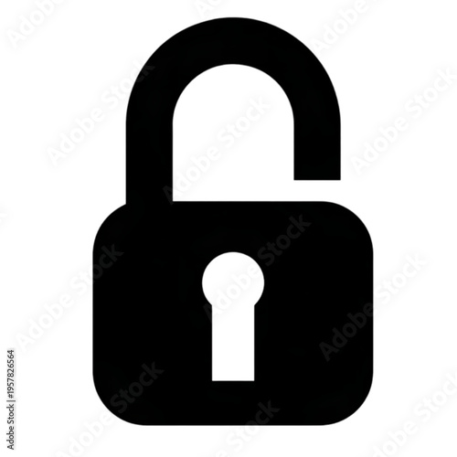 Black Padlock with Keyhole Closeup isolated on transparent background.