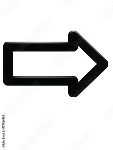 Black Arrow Sign Pointing Right Direction isolated on transparent background.