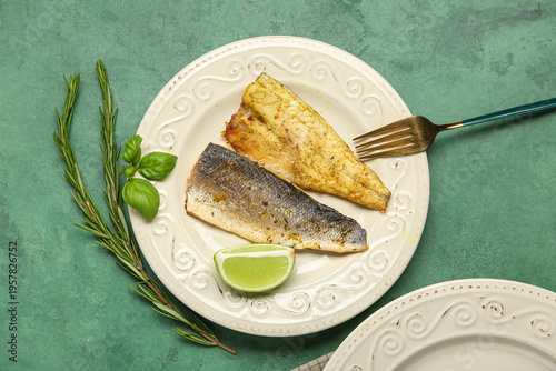 Plate with delicious cooked...