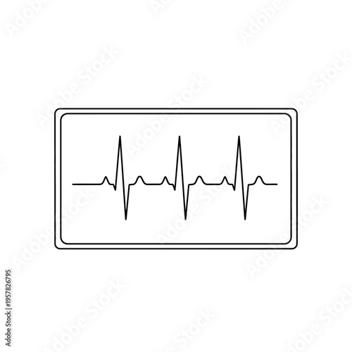 Simple illustration of an electrocardiogram monitor showing a normal heartbeat rhythm.