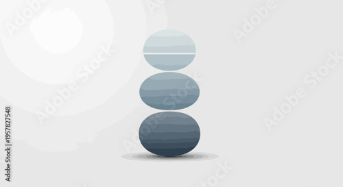 Abstract three dimensional blue spheres layered on white background design