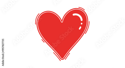 Bold red heart icon on white background symbolizing love and affection