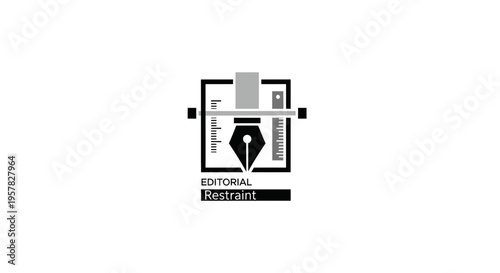 Editorial design icon with pen and measuring tools against white background