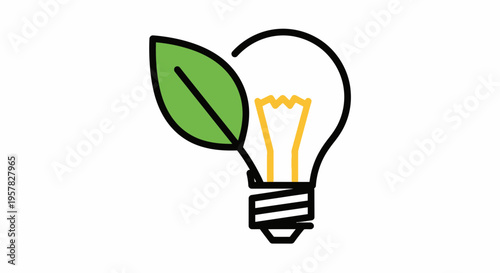 Eco friendly lightbulb and leaf symbolizing green energy innovation