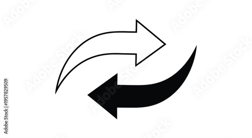 Two opposing arrows forming a circular loop a black silhouette