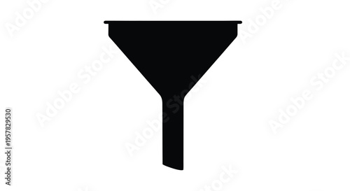 A simple black funnel shape is prominently displayed as a silhouette
