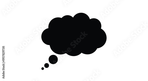 A simple black thought bubble graphic in a stark clean silhouette