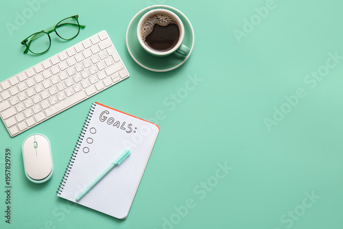 Notebook with text GOALS, k...