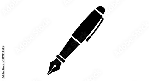 Black fountain pen nib writing instrument.